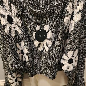 Storia Monochrome Floral Cowl Neck Sweater